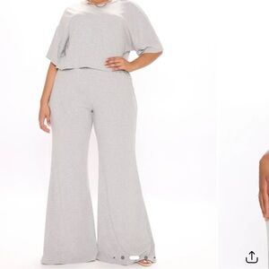 Fashion Nova Light Gray Wide Leg Jumpsuit